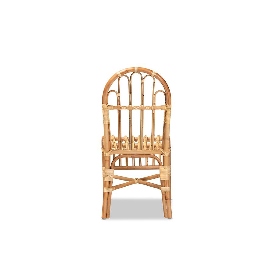 bali & pari Athena Modern and Contemporary Natural Finished Rattan Dining Chair. Picture 4