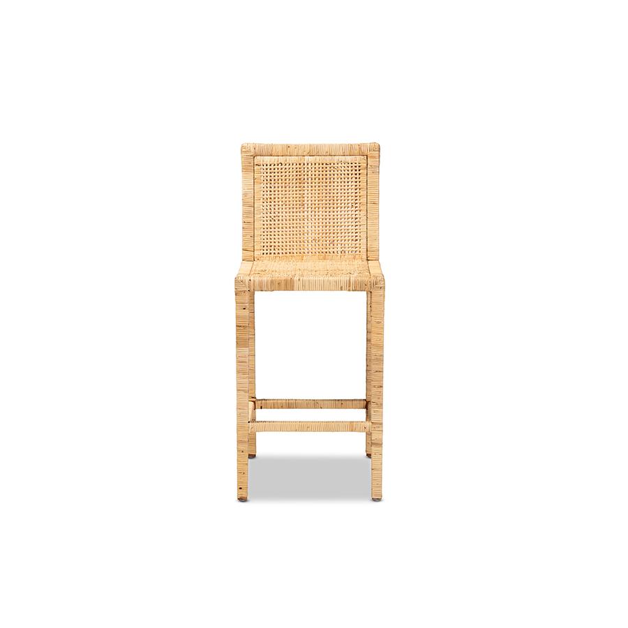Baxton Studio Sofia Modern and Contemporary Natural Finished Wood and Rattan Counter Stool. Picture 2