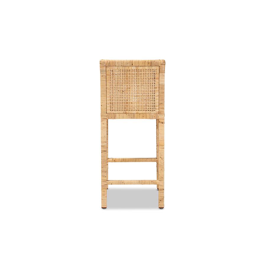 Baxton Studio Sofia Modern and Contemporary Natural Finished Wood and Rattan Counter Stool. Picture 4