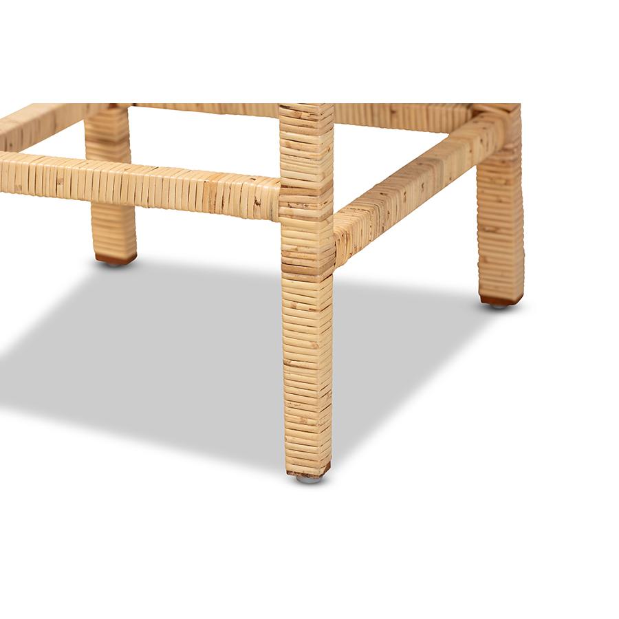 Sofia Modern and Contemporary Natural Finished Wood and Rattan Counter Stool. Picture 6