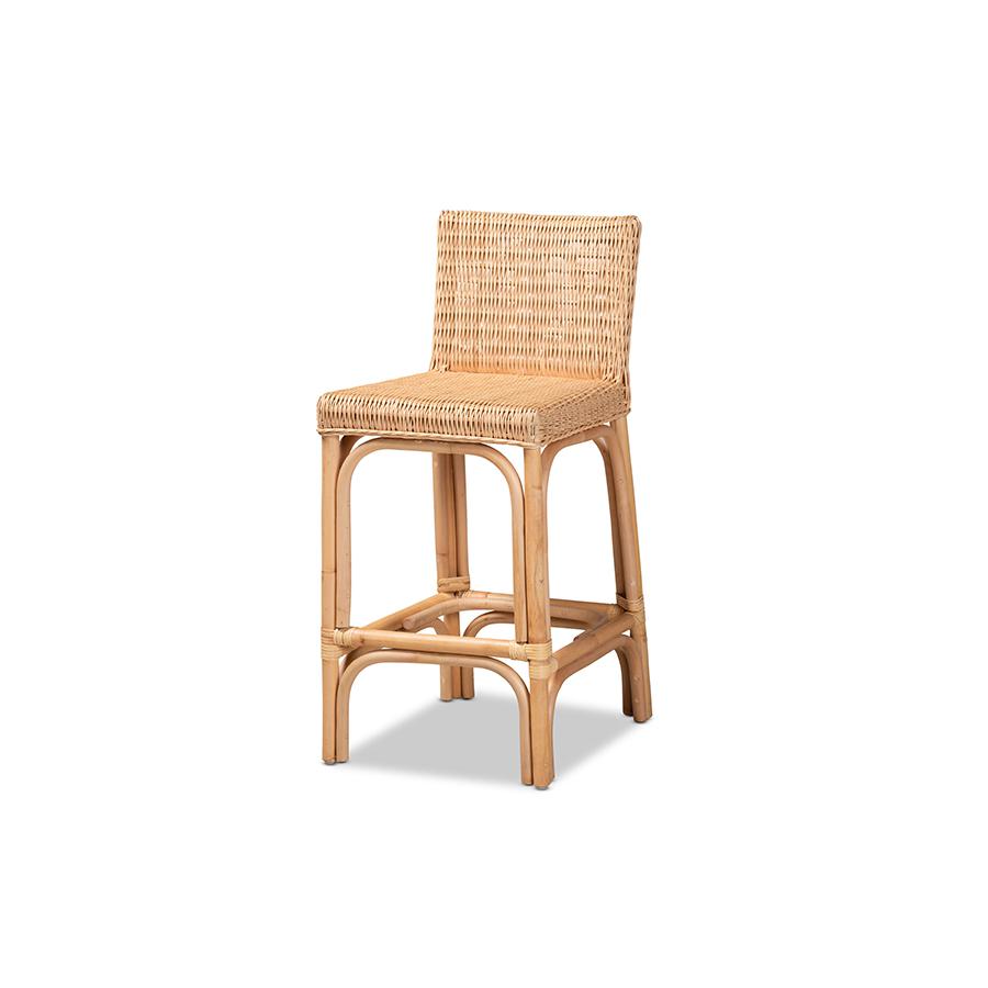 bali & pari Athena Modern and Contemporary Natural Finished Rattan Counter Stool. Picture 1