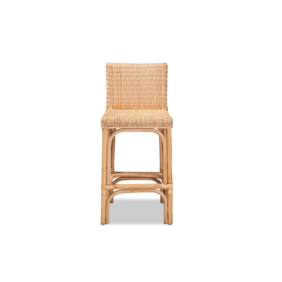bali & pari Athena Modern and Contemporary Natural Finished Rattan Counter Stool. Picture 2