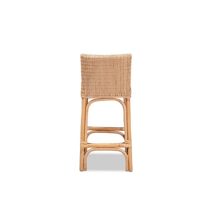 bali & pari Athena Modern and Contemporary Natural Finished Rattan Counter Stool. Picture 4