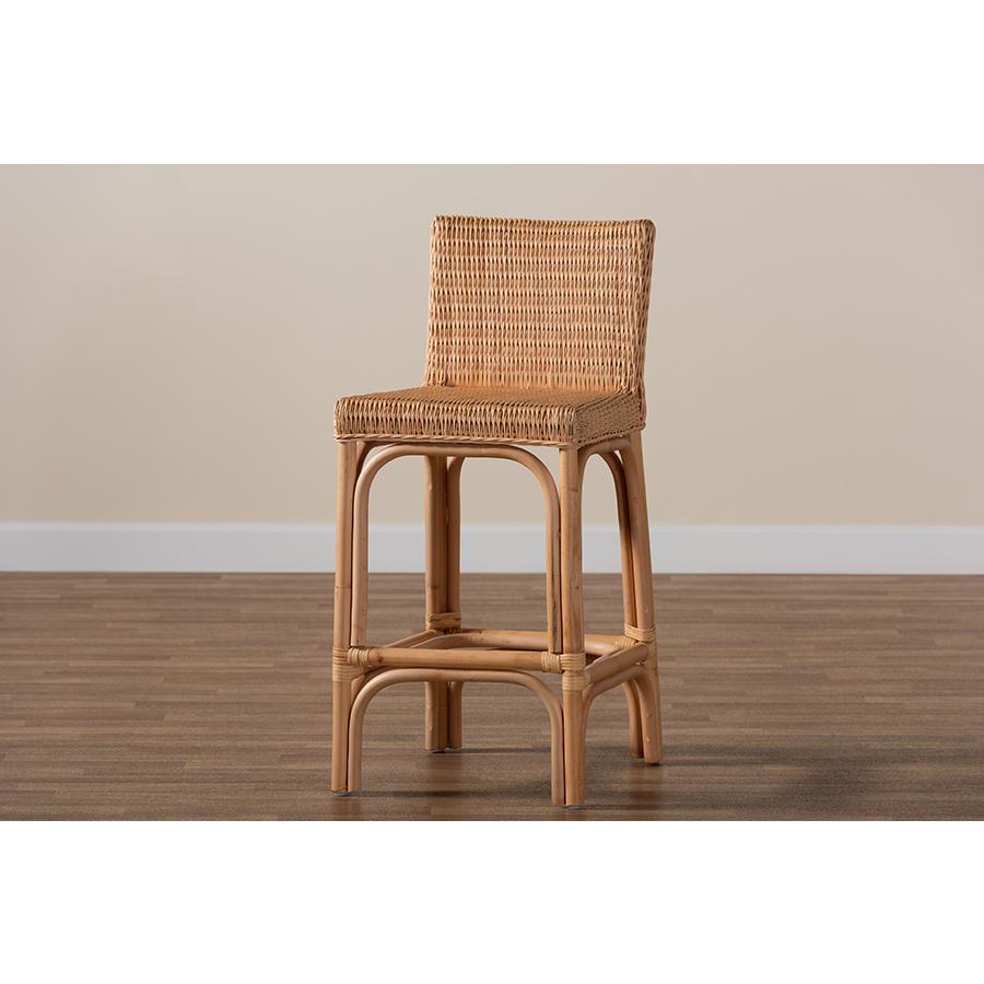 bali & pari Athena Modern and Contemporary Natural Finished Rattan Counter Stool. Picture 8