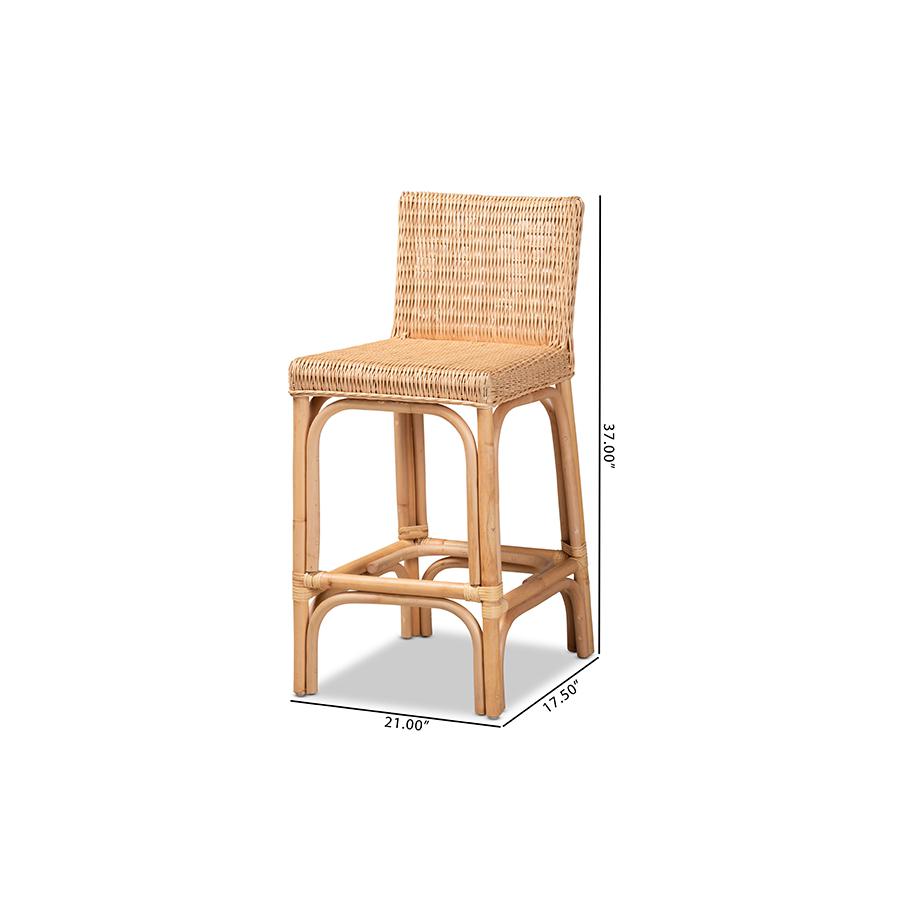 bali & pari Athena Modern and Contemporary Natural Finished Rattan Counter Stool. Picture 9