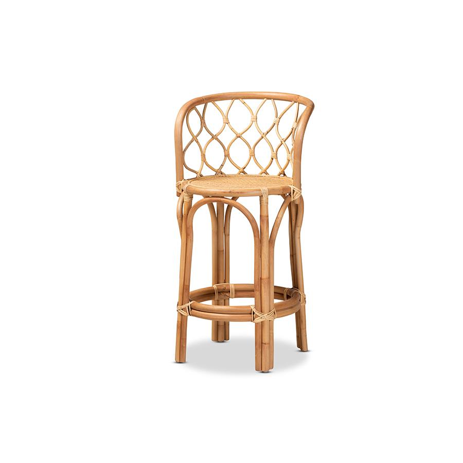bali & pari Diana Modern and Contemporary Natural Finished Rattan Counter Stool. Picture 1
