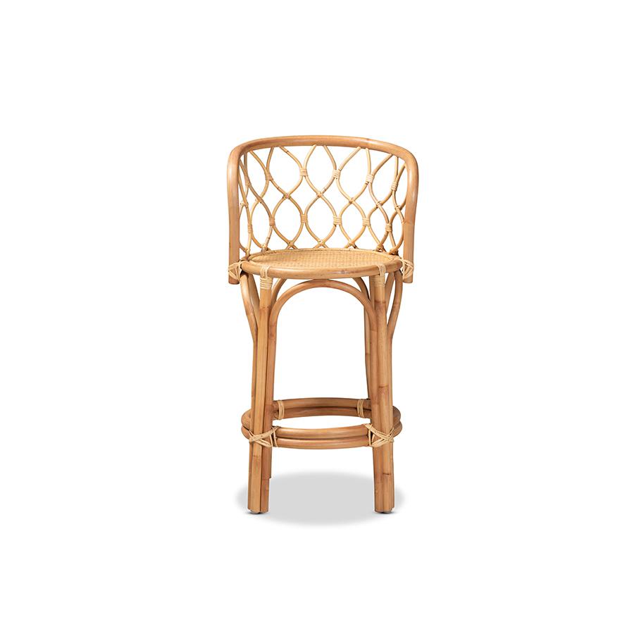 bali & pari Diana Modern and Contemporary Natural Finished Rattan Counter Stool. Picture 2