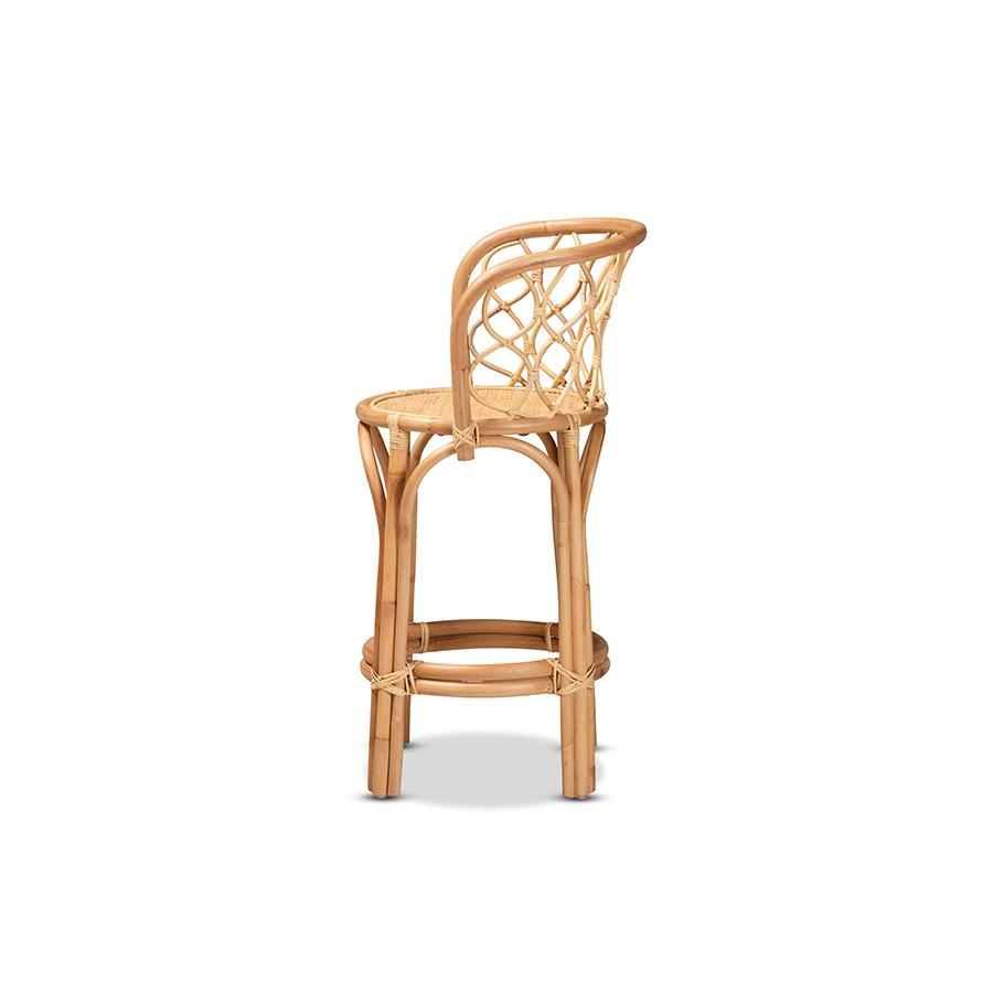 bali & pari Diana Modern and Contemporary Natural Finished Rattan Counter Stool. Picture 3