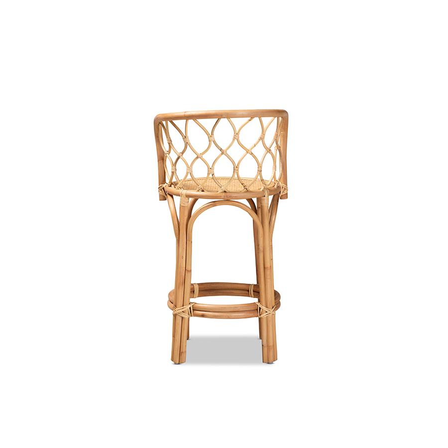 bali & pari Diana Modern and Contemporary Natural Finished Rattan Counter Stool. Picture 4