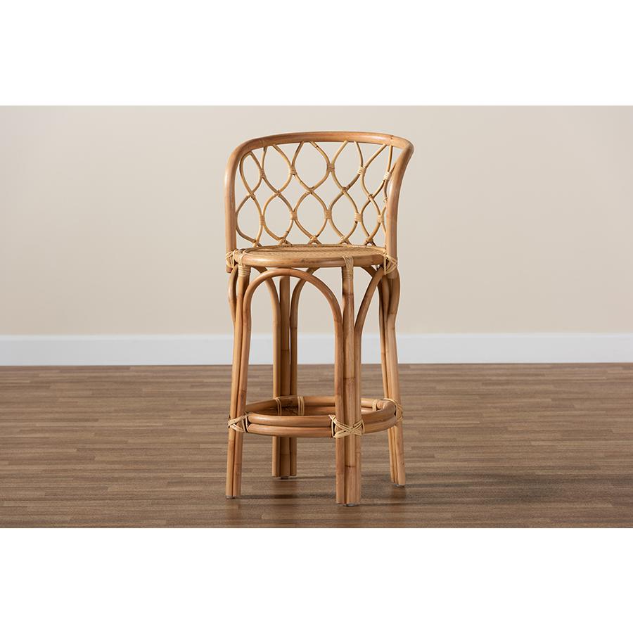 bali & pari Diana Modern and Contemporary Natural Finished Rattan Counter Stool. Picture 7