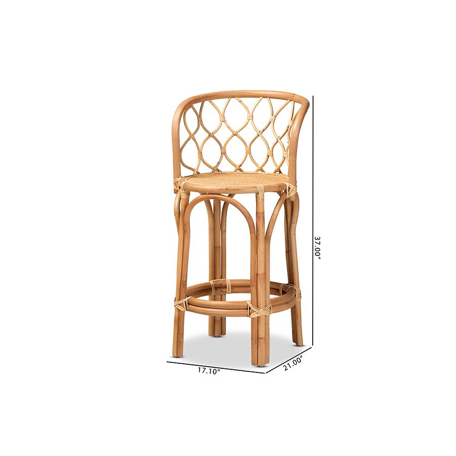 bali & pari Diana Modern and Contemporary Natural Finished Rattan Counter Stool. Picture 8