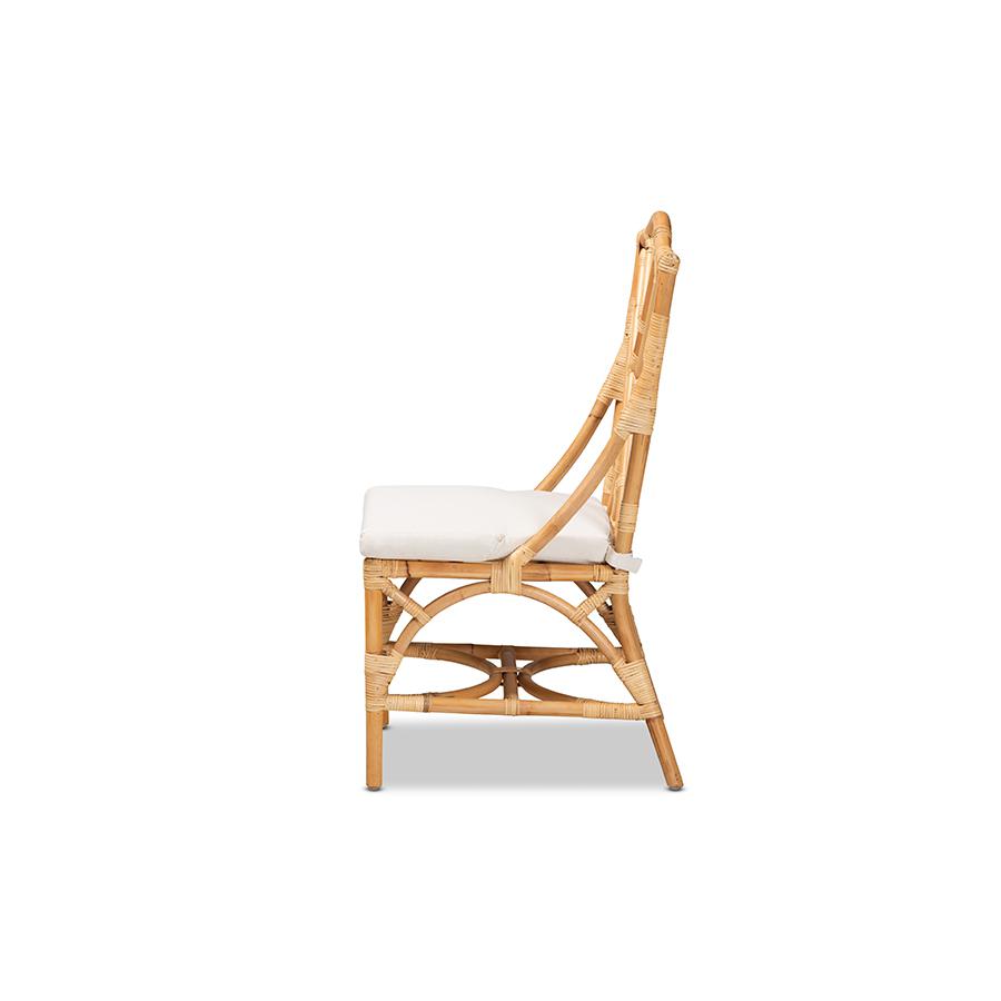 bali & pari Sonia Modern and Contemporary Natural Finished Rattan Dining Chair. Picture 3