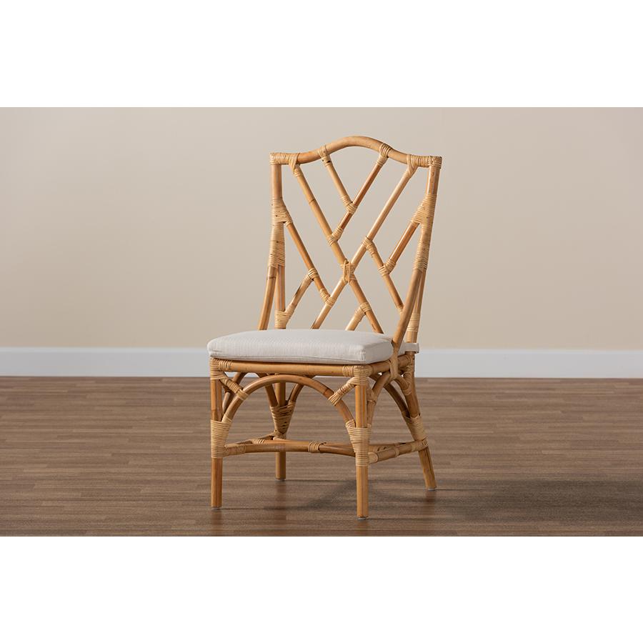 bali & pari Sonia Modern and Contemporary Natural Finished Rattan Dining Chair. Picture 8