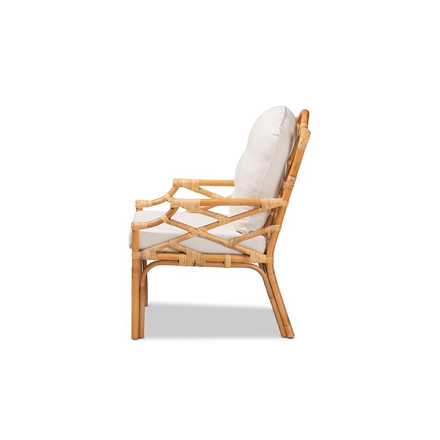 bali & pari Sonia Modern and Contemporary Natural Finished Rattan Armchair. Picture 3