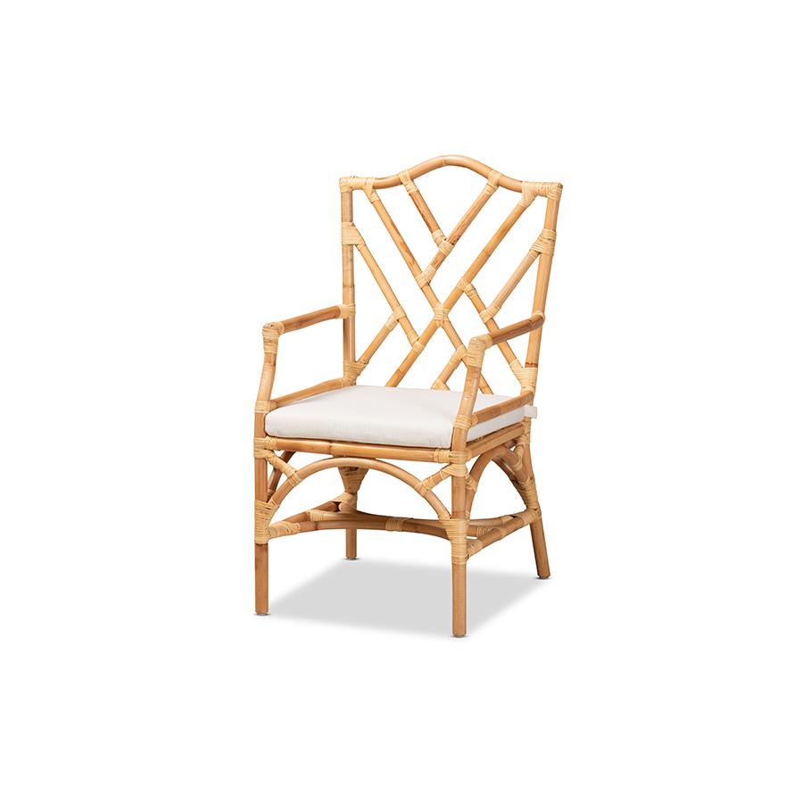 bali & pari Delta Modern and Contemporary Natural Finished Rattan Dining Chair. Picture 1