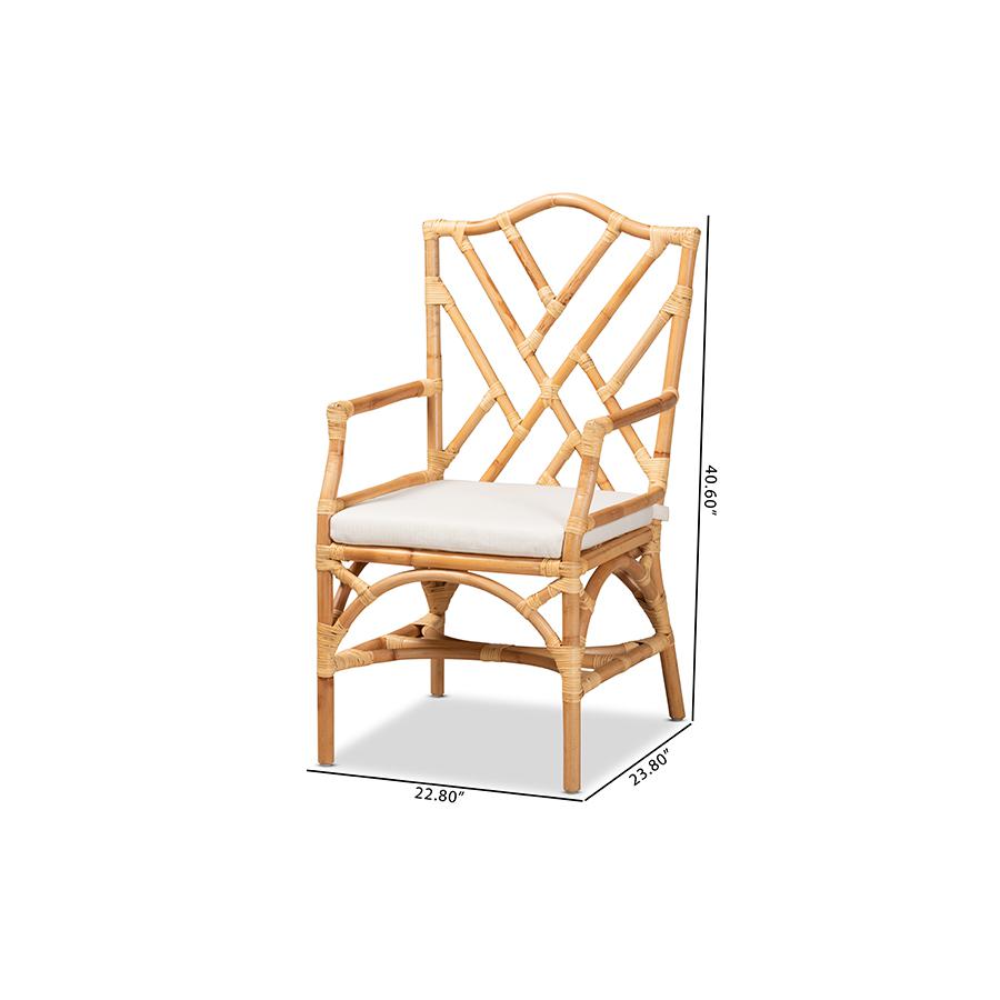 bali & pari Delta Modern and Contemporary Natural Finished Rattan Dining Chair. Picture 10