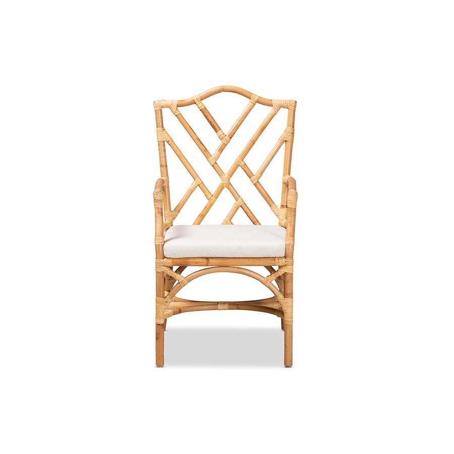 bali & pari Delta Modern and Contemporary Natural Finished Rattan Dining Chair. Picture 2