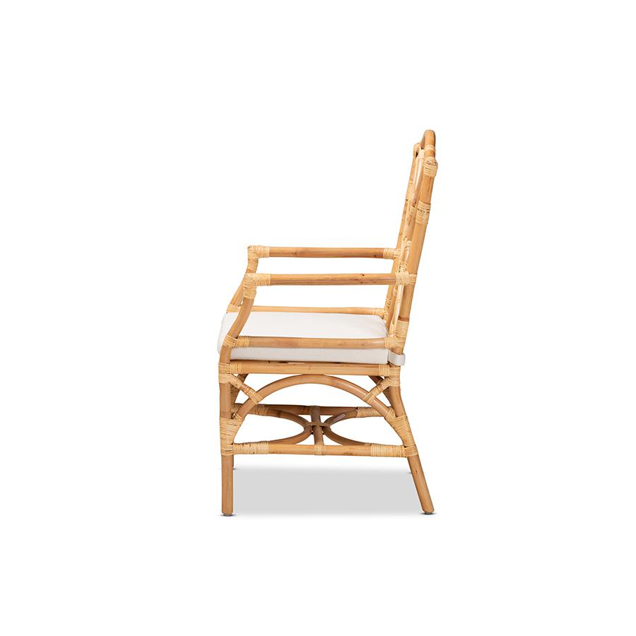 bali & pari Delta Modern and Contemporary Natural Finished Rattan Dining Chair. Picture 3