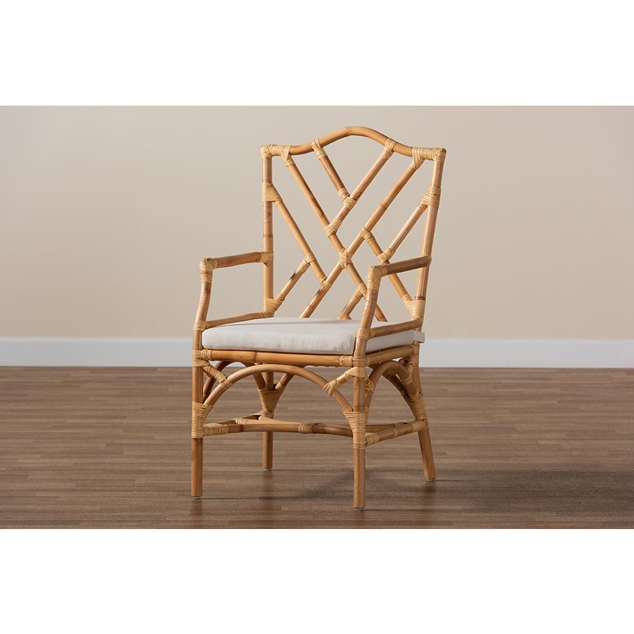 bali & pari Delta Modern and Contemporary Natural Finished Rattan Dining Chair. Picture 9