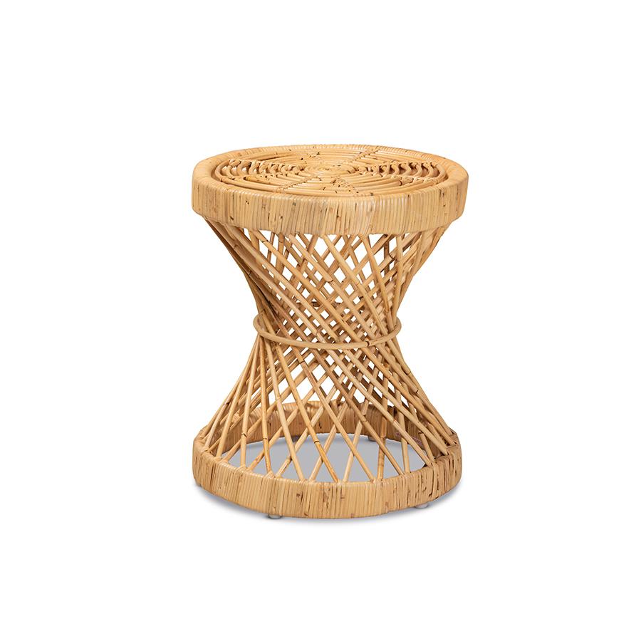 bali & pari Seville Modern and Contemporary Natural Finished Rattan End Table. Picture 1