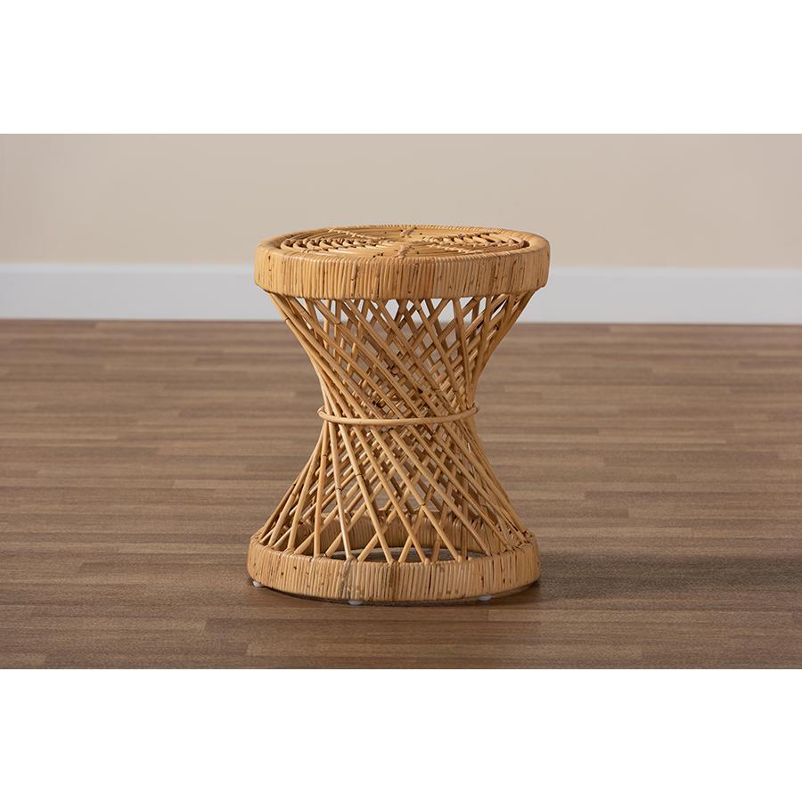 bali & pari Seville Modern and Contemporary Natural Finished Rattan End Table. Picture 5