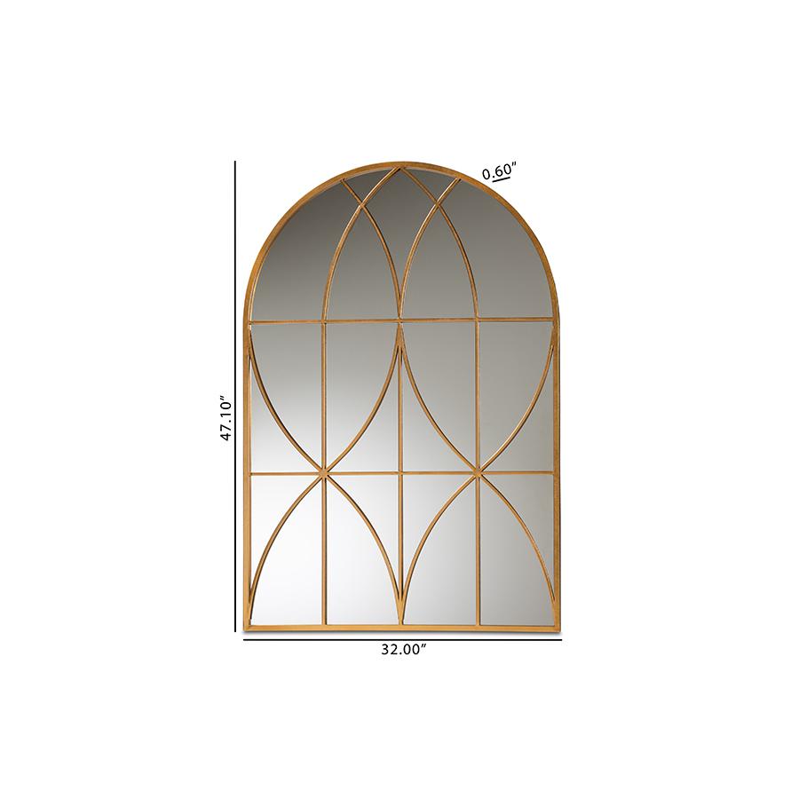 Celerina Modern and Contemporary Gold Finished Metal Accent Wall Mirror. Picture 4