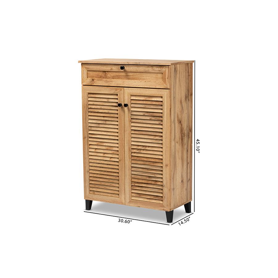 Oak Brown Finished Wood 5-Shelf Shoe Storage Cabinet. Picture 11