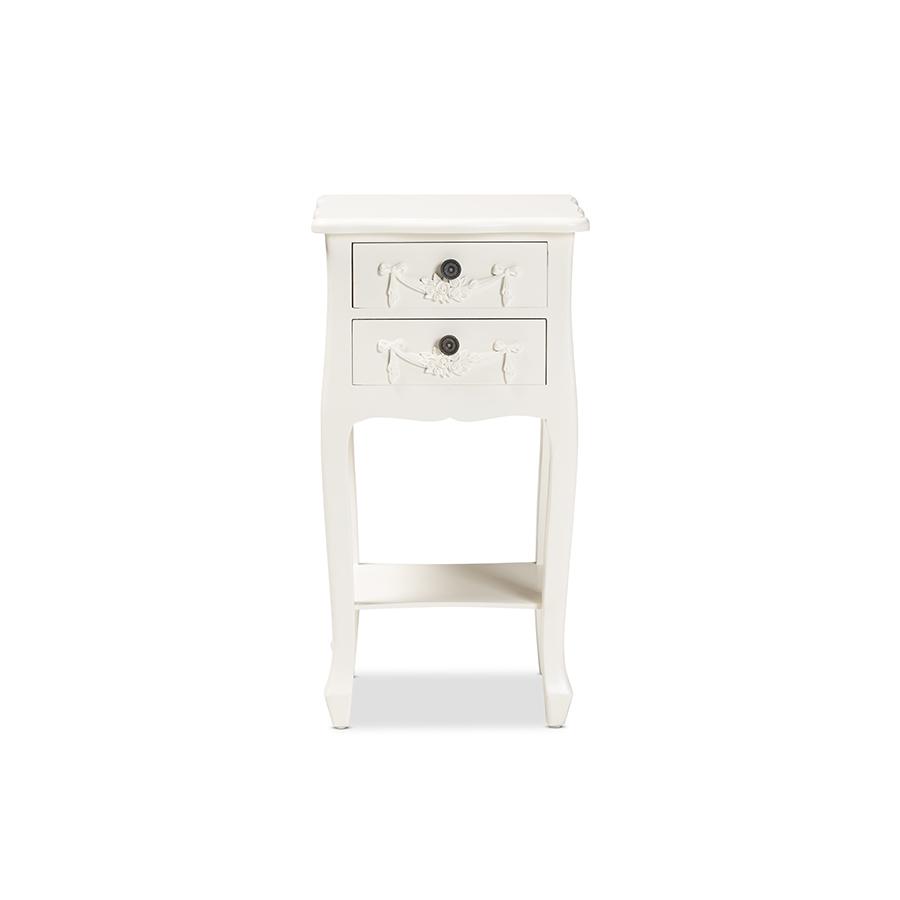 Baxton Studio Eliya Classic and Traditional White Finished Wood 2-Drawer Nightstand. Picture 3