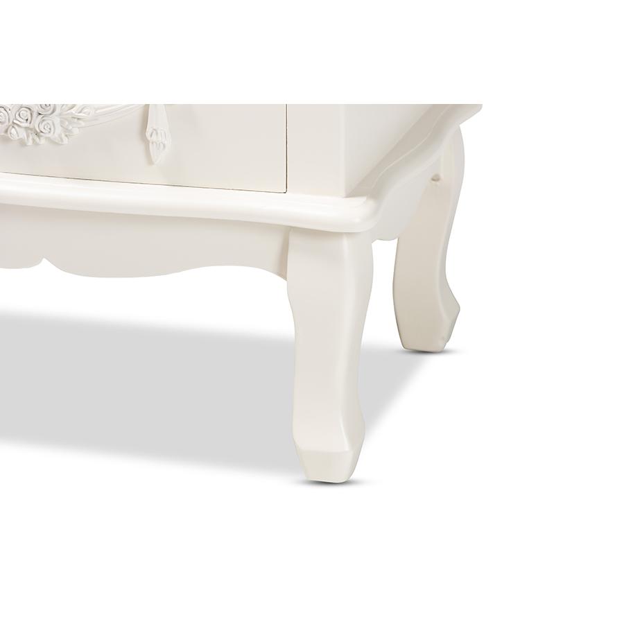 Baxton Studio Callen Classic and Traditional White Finished Wood 3-Drawer Nightstand. Picture 6