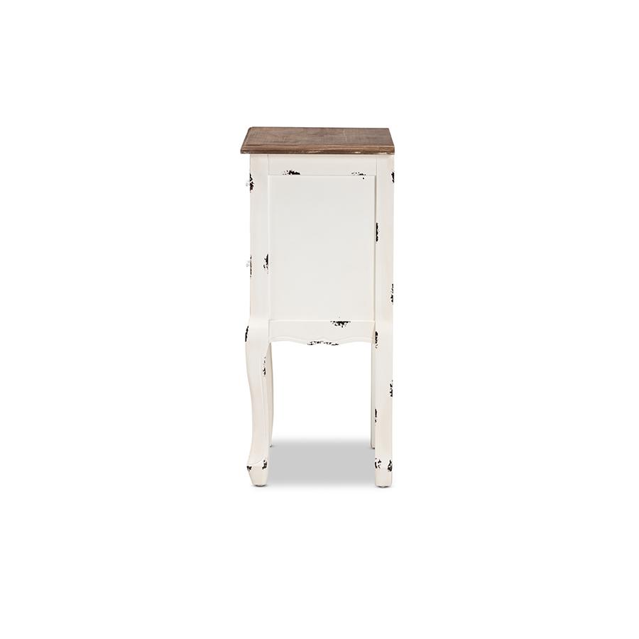Baxton Studio Levron Classic and Traditional Two-Tone Walnut Brown and Antique White Finished Wood 2-Drawer Nightstand. Picture 5