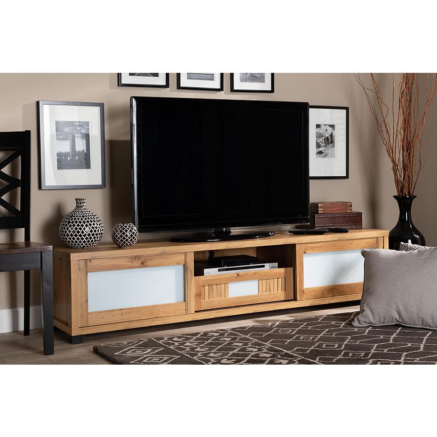 Gerhardine Modern and Contemporary Oak Brown Finished Wood 1-Drawer TV Stand. Picture 8