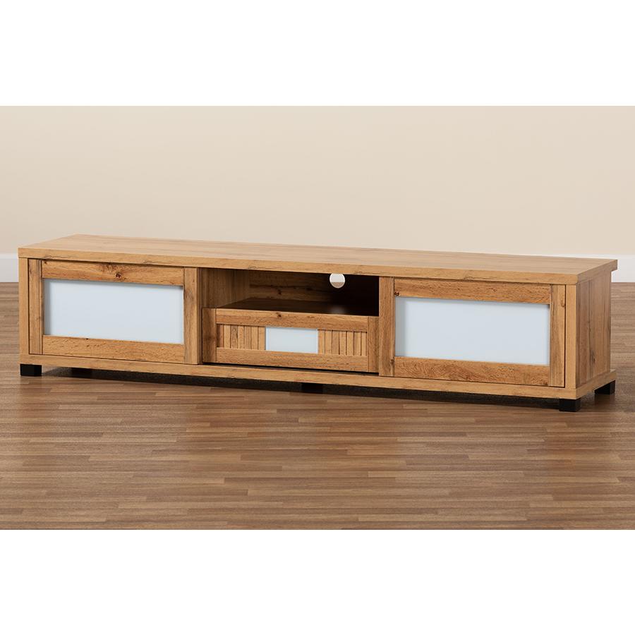 Gerhardine Modern and Contemporary Oak Brown Finished Wood 1-Drawer TV Stand. Picture 9