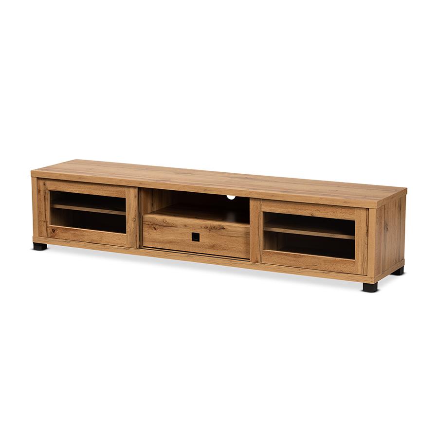 Beasley Modern and Contemporary Oak Brown Finished Wood 1-Drawer TV Stand. Picture 1
