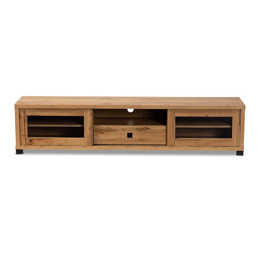 Beasley Modern and Contemporary Oak Brown Finished Wood 1-Drawer TV Stand. Picture 3