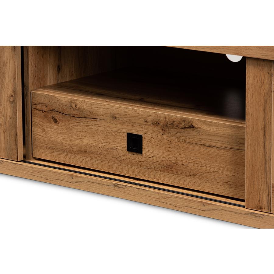 Beasley Modern and Contemporary Oak Brown Finished Wood 1-Drawer TV Stand. Picture 5