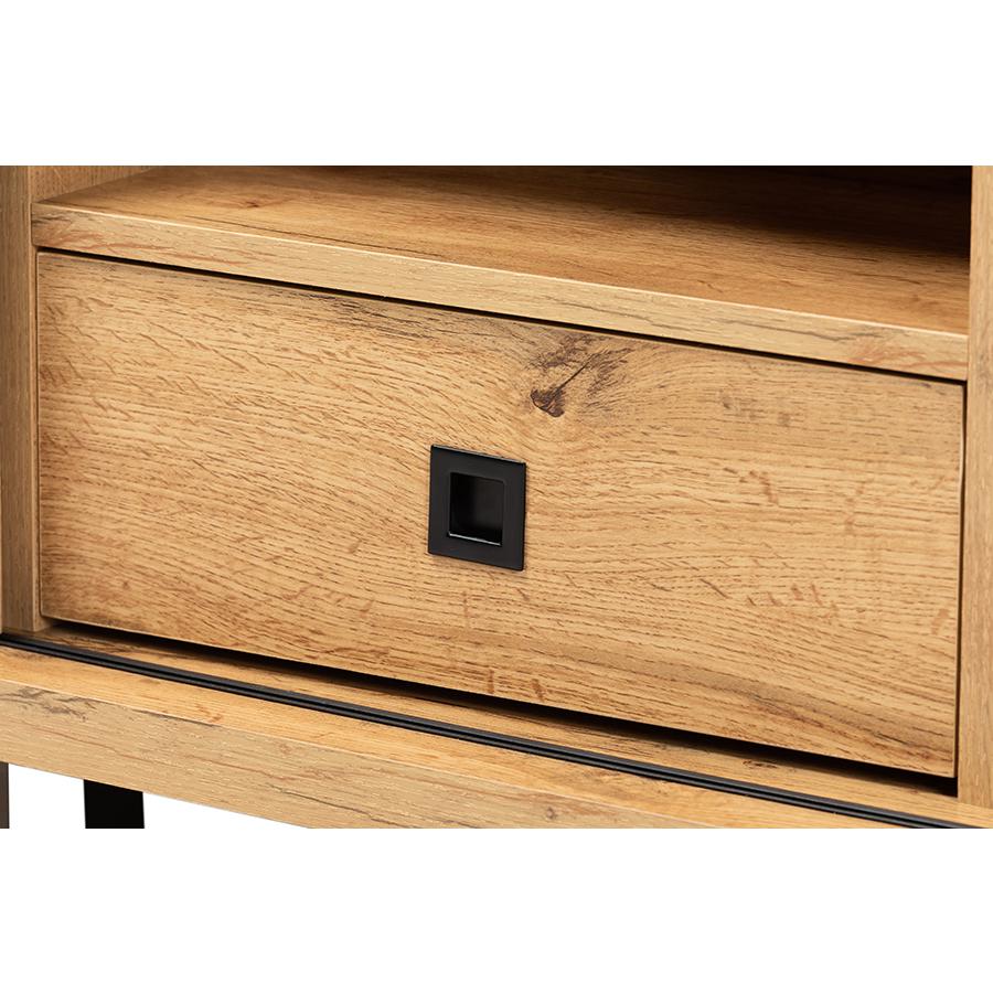 Walda Modern and Contemporary Oak Brown Finished Wood 2-Drawer TV Stand. Picture 6