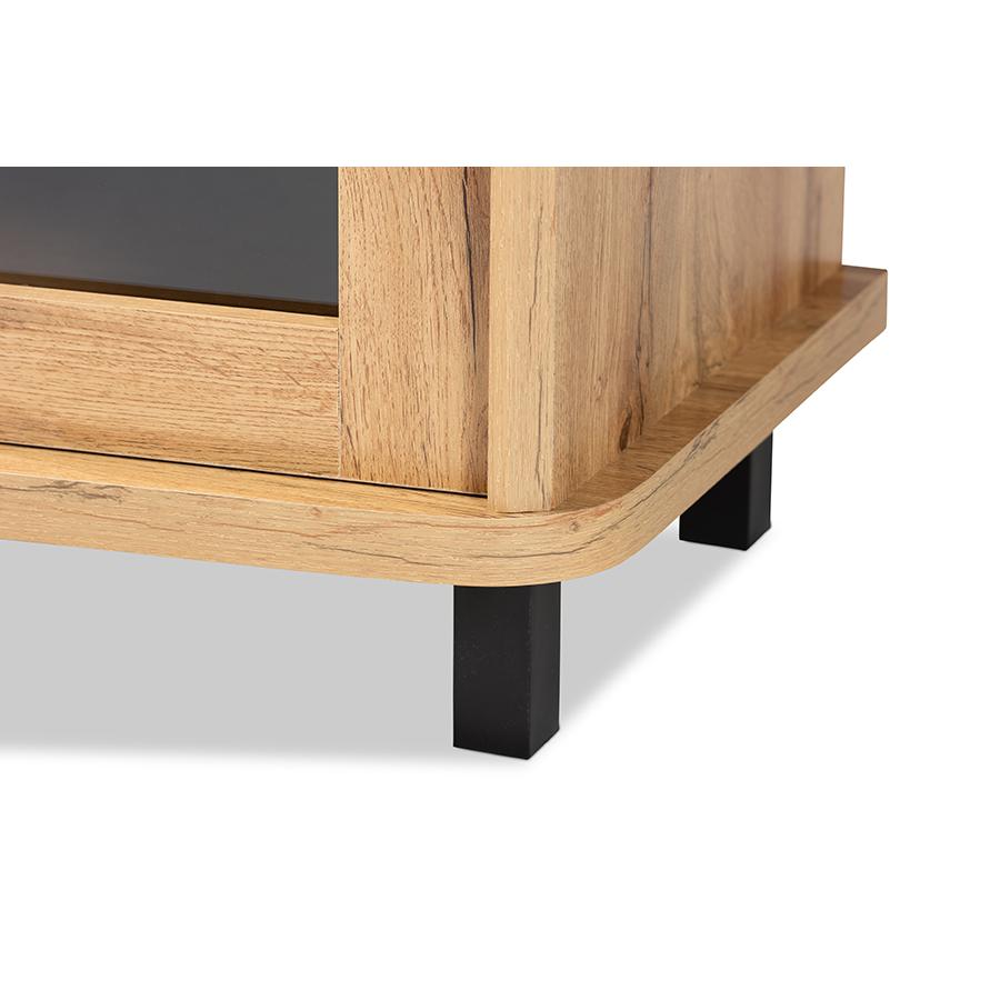 Walda Modern and Contemporary Oak Brown Finished Wood 2-Drawer TV Stand. Picture 7