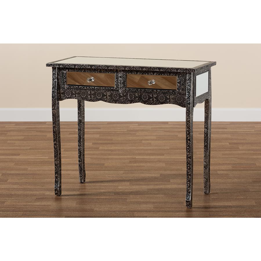 Mirrored Glass 2-Drawer Console Table. Picture 8