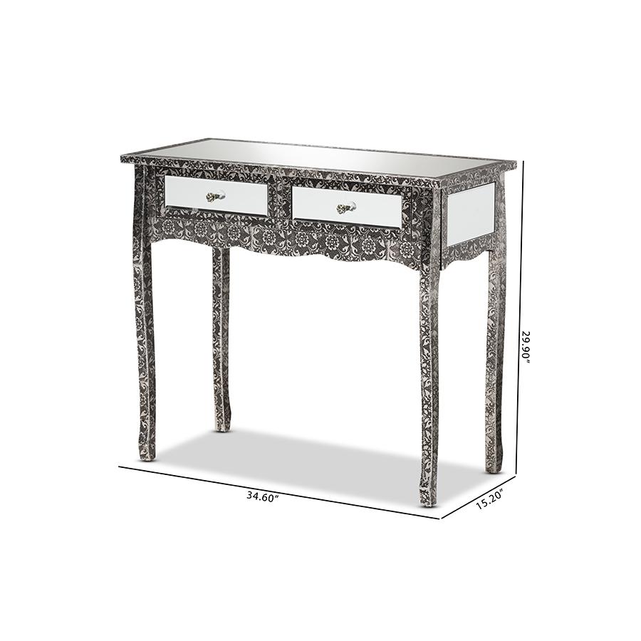 Mirrored Glass 2-Drawer Console Table. Picture 9