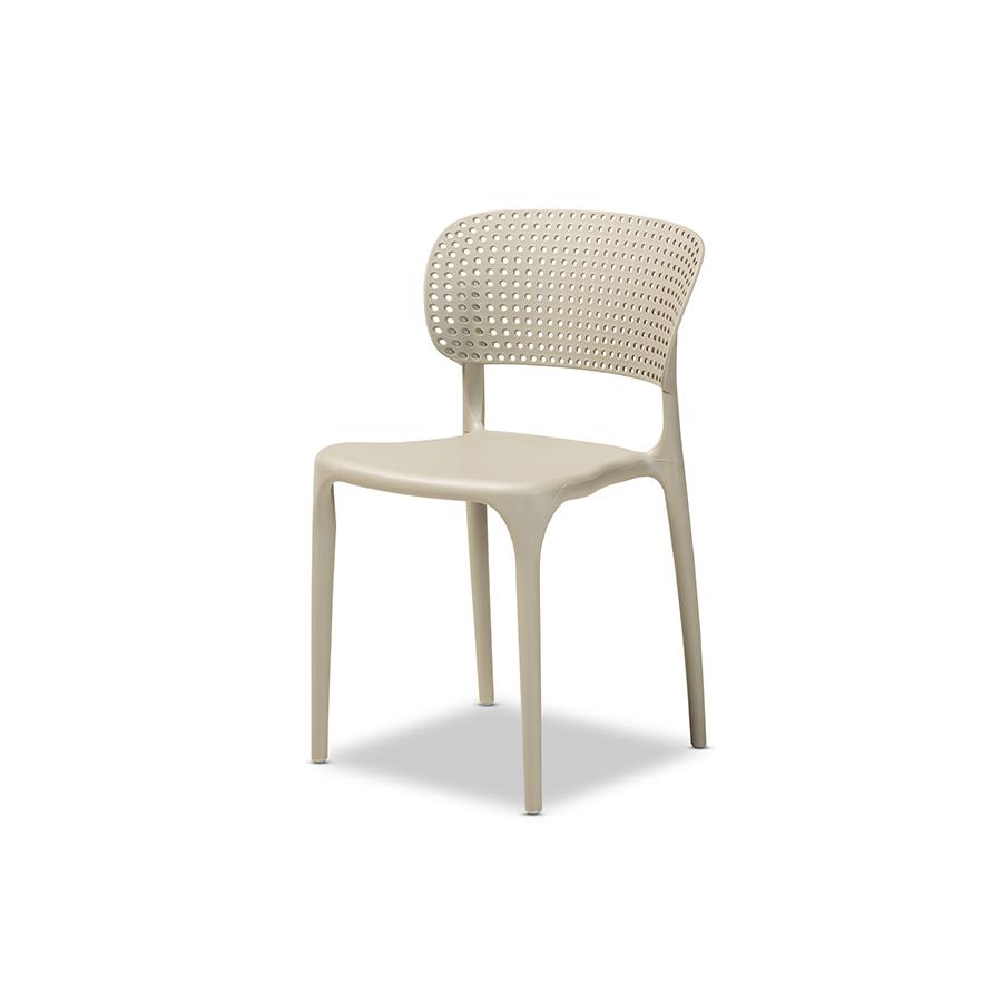 Beige Finished Polypropylene Plastic 4-Piece Stackable Dining Chair Set. Picture 2