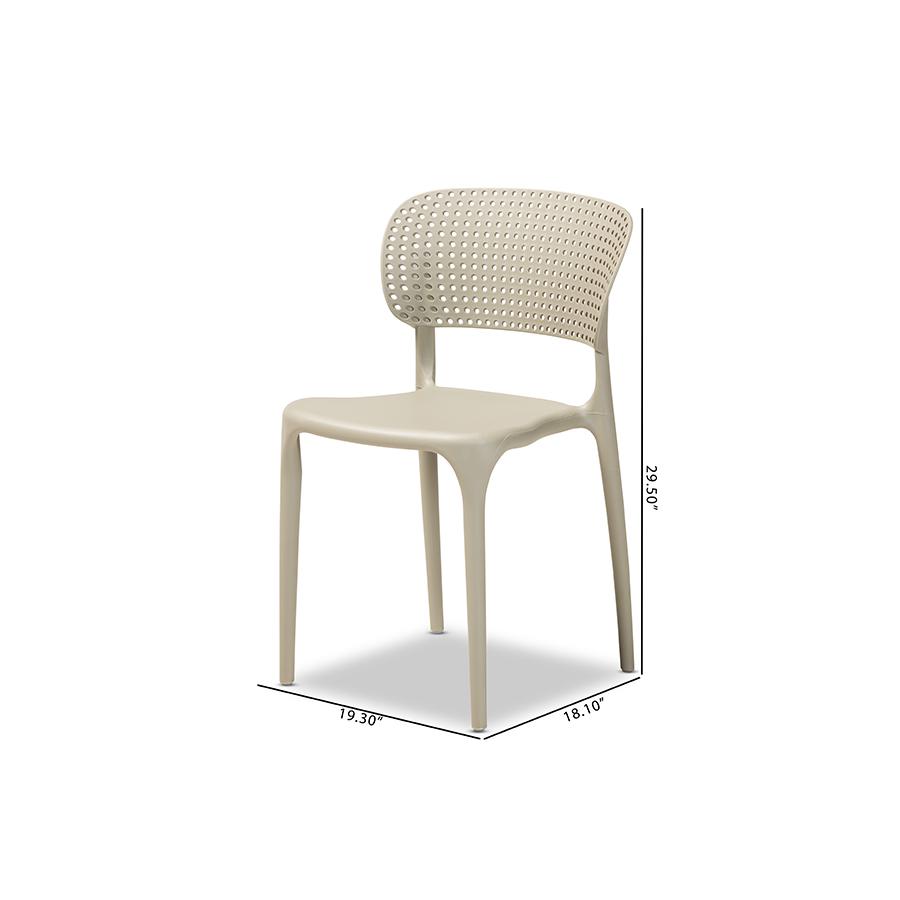 Beige Finished Polypropylene Plastic 4-Piece Stackable Dining Chair Set. Picture 8