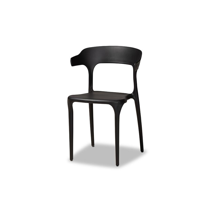 Baxton Studio Gould Modern Transtional Black Plastic 4-Piece Dining Chair Set. Picture 2