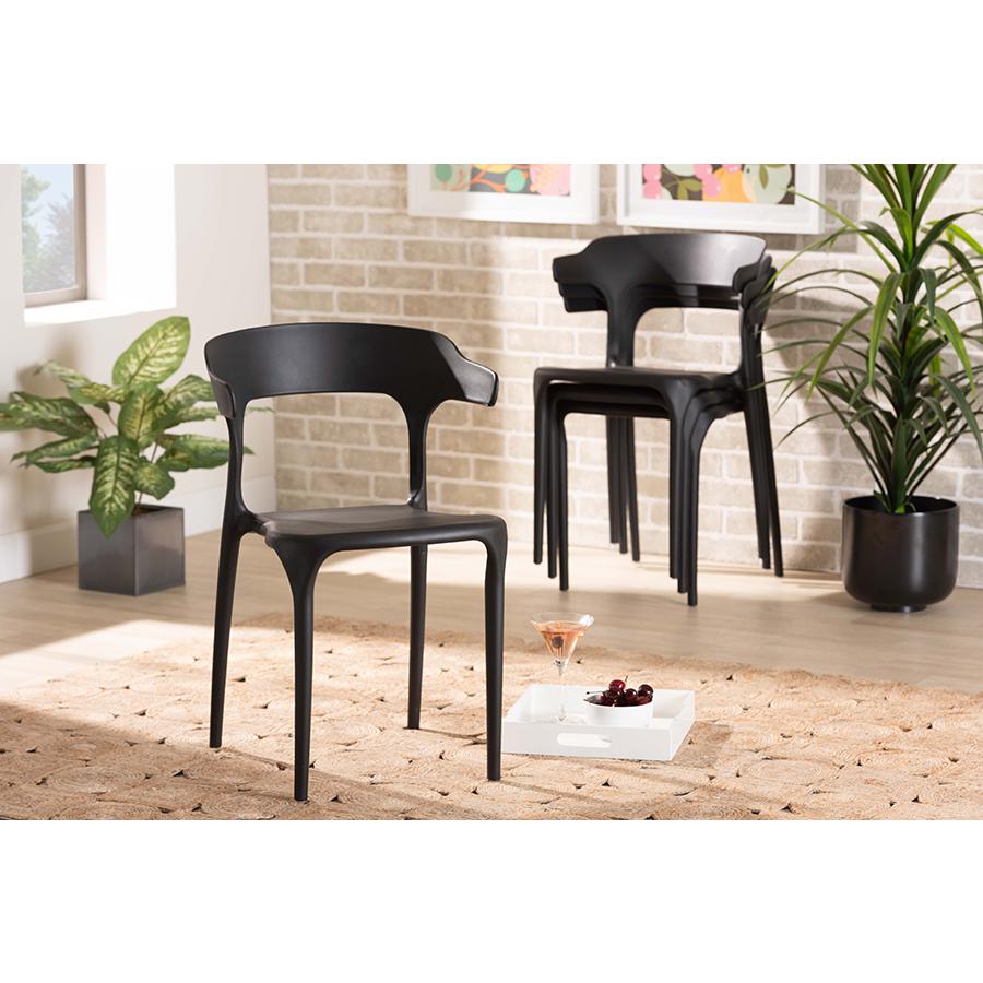 Baxton Studio Gould Modern Transtional Black Plastic 4-Piece Dining Chair Set. Picture 6