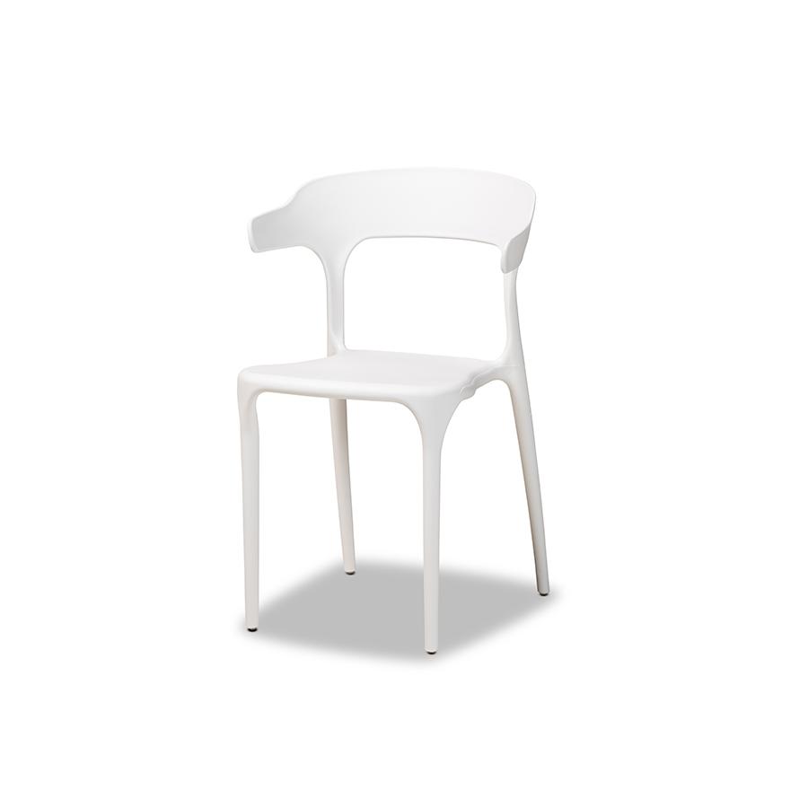 Baxton Studio Gould Modern Transtional White Plastic 4-Piece Dining Chair Set. Picture 2