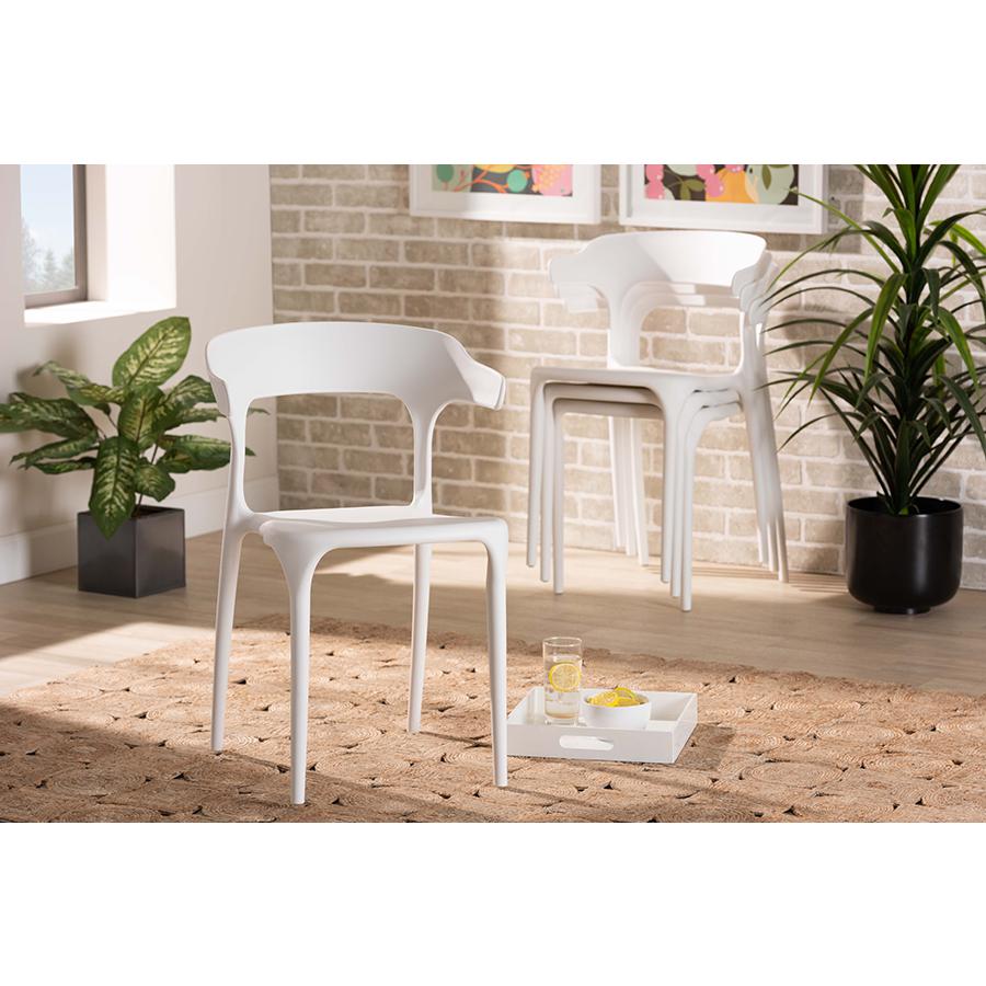 Baxton Studio Gould Modern Transtional White Plastic 4-Piece Dining Chair Set. Picture 6