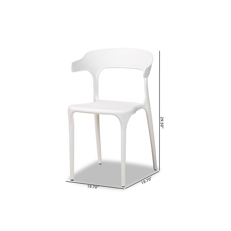 Baxton Studio Gould Modern Transtional White Plastic 4-Piece Dining Chair Set. Picture 8