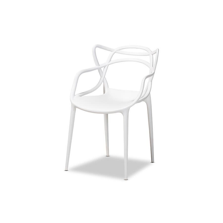 White Finished Polypropylene Plastic 4-Piece Stackable Dining Chair Set. Picture 2