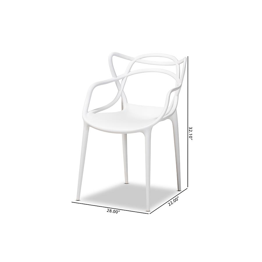 White Finished Polypropylene Plastic 4-Piece Stackable Dining Chair Set. Picture 8