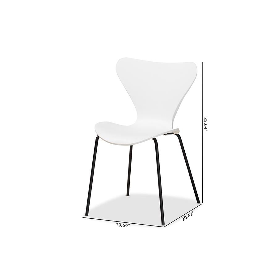 White Plastic and Black Metal 4-Piece Dining Chair Set. Picture 8