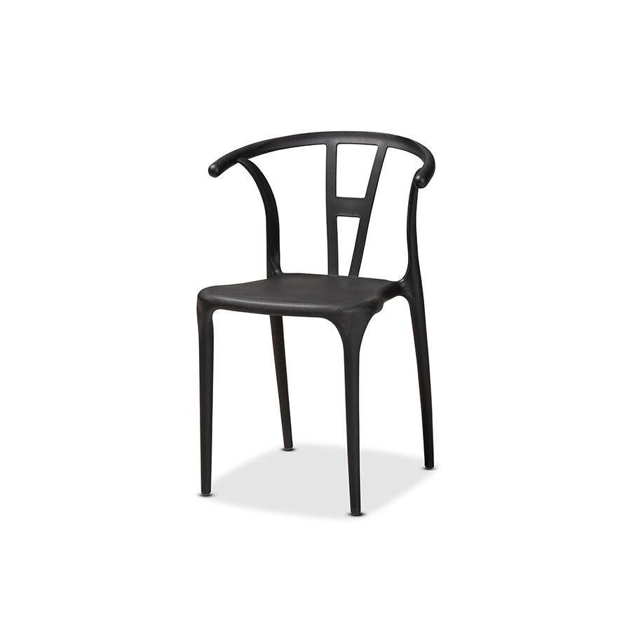 Warner Modern and Contemporary Black Plastic 4-Piece Dining Chair Set. Picture 2